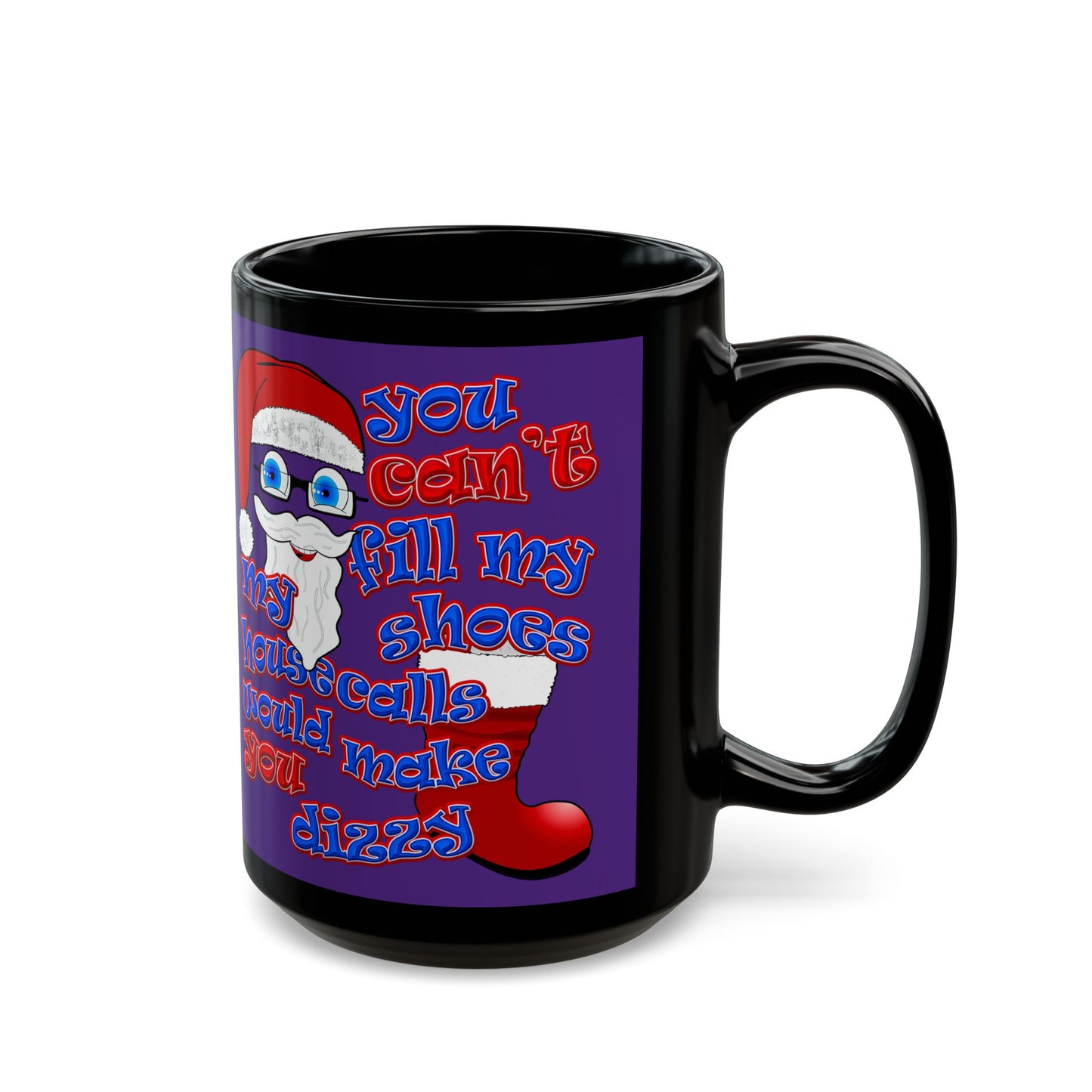 santa's shoes - Black Mug (purple)
