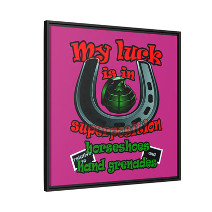 my luck - framed canvas art (pink)
