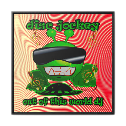 disc jockey - framed canvas art (yellow-orange wave)