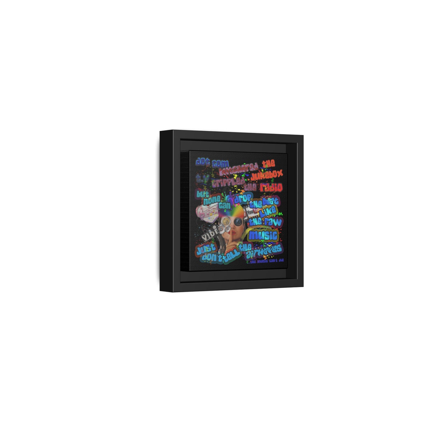 drop the beat - framed canvas art (black)