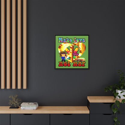 love peace - framed canvas art (green)