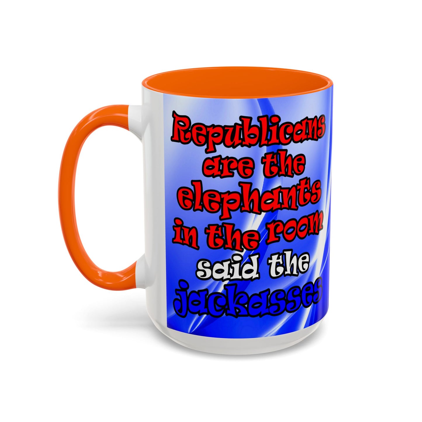 donkeys and elephants - Accent Mug (blue-white wave)