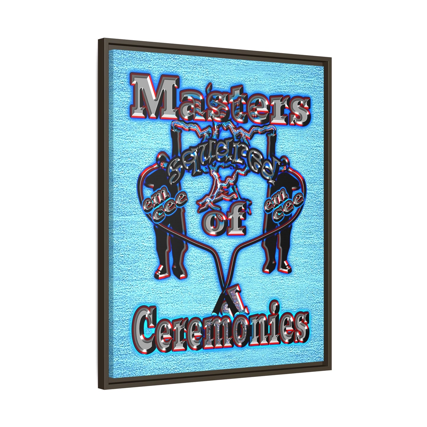 em cee squared - framed canvas art (faded blue)