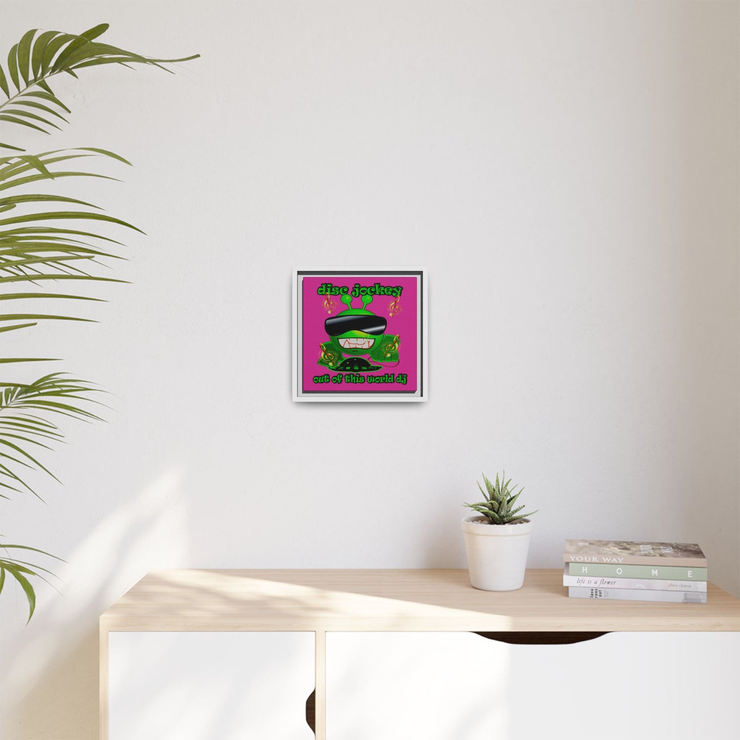 disc jockey - framed canvas art (pink)