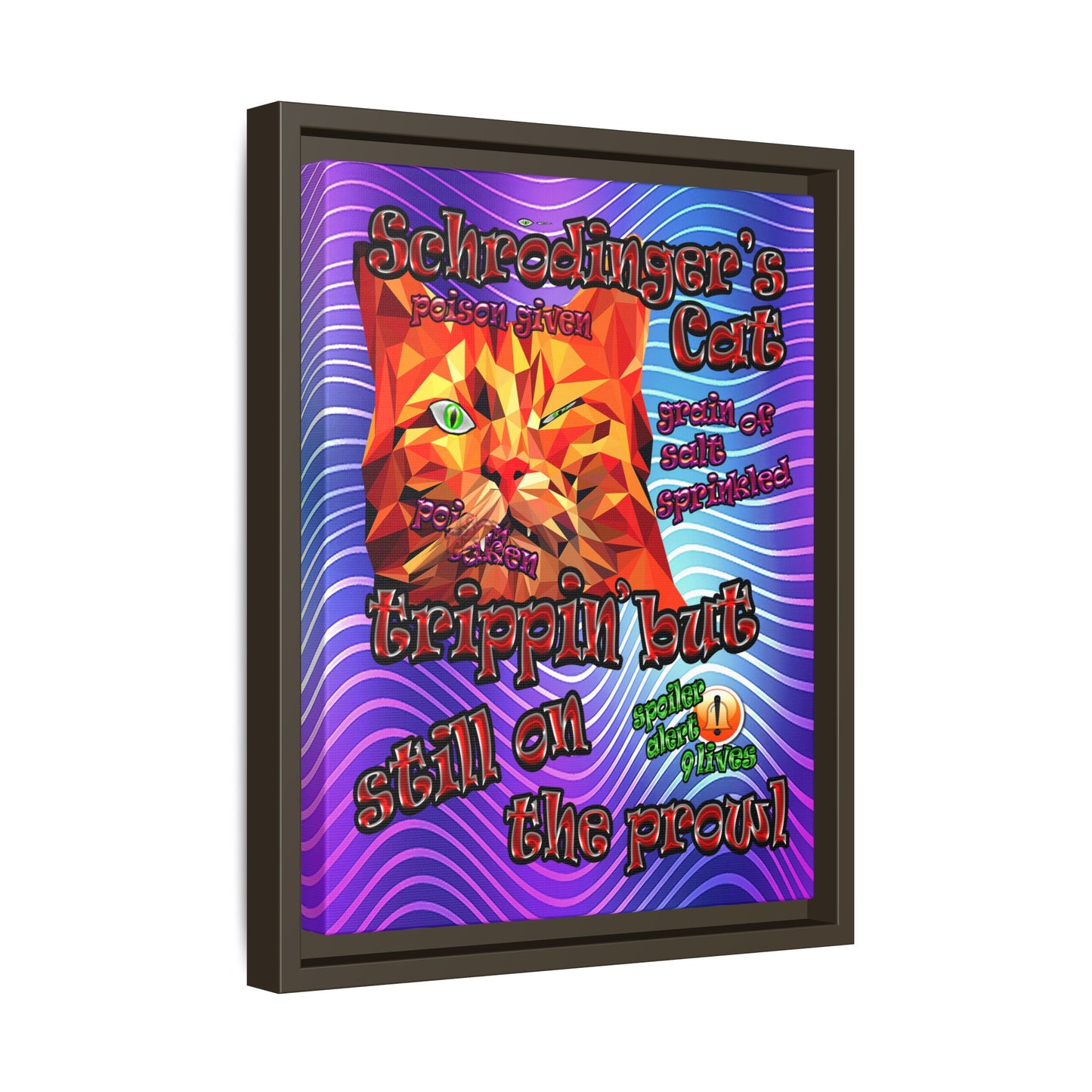 schrodinger's cat - framed canvas art (purple wave)