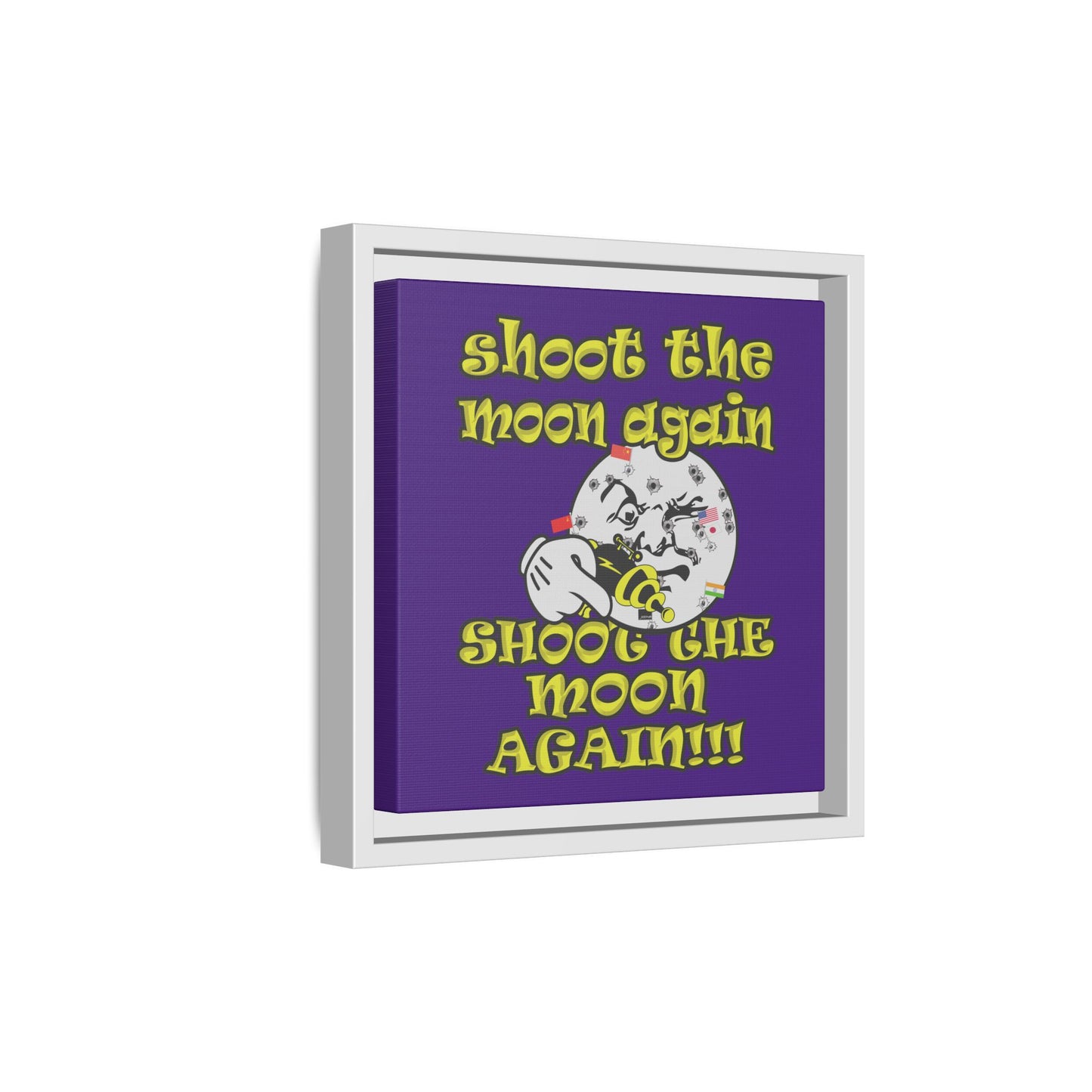 shoot the moon again - framed canvas art (purple)