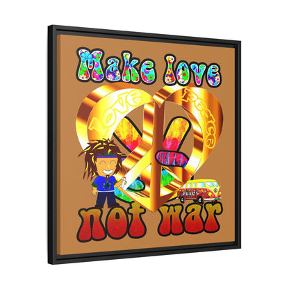 love peace - framed canvas art (light brown)