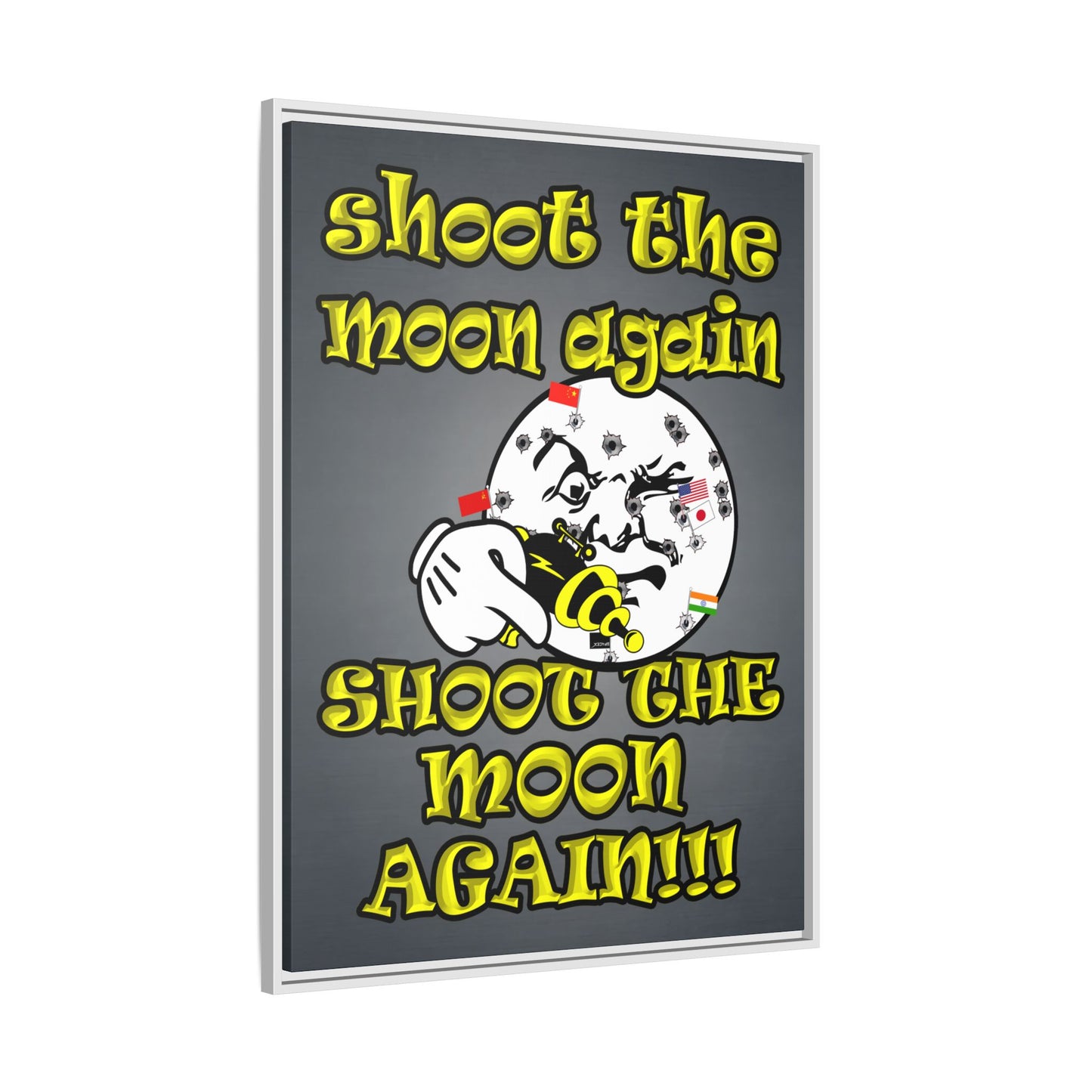 shoot the moon again - framed canvas art (grey-light grey)