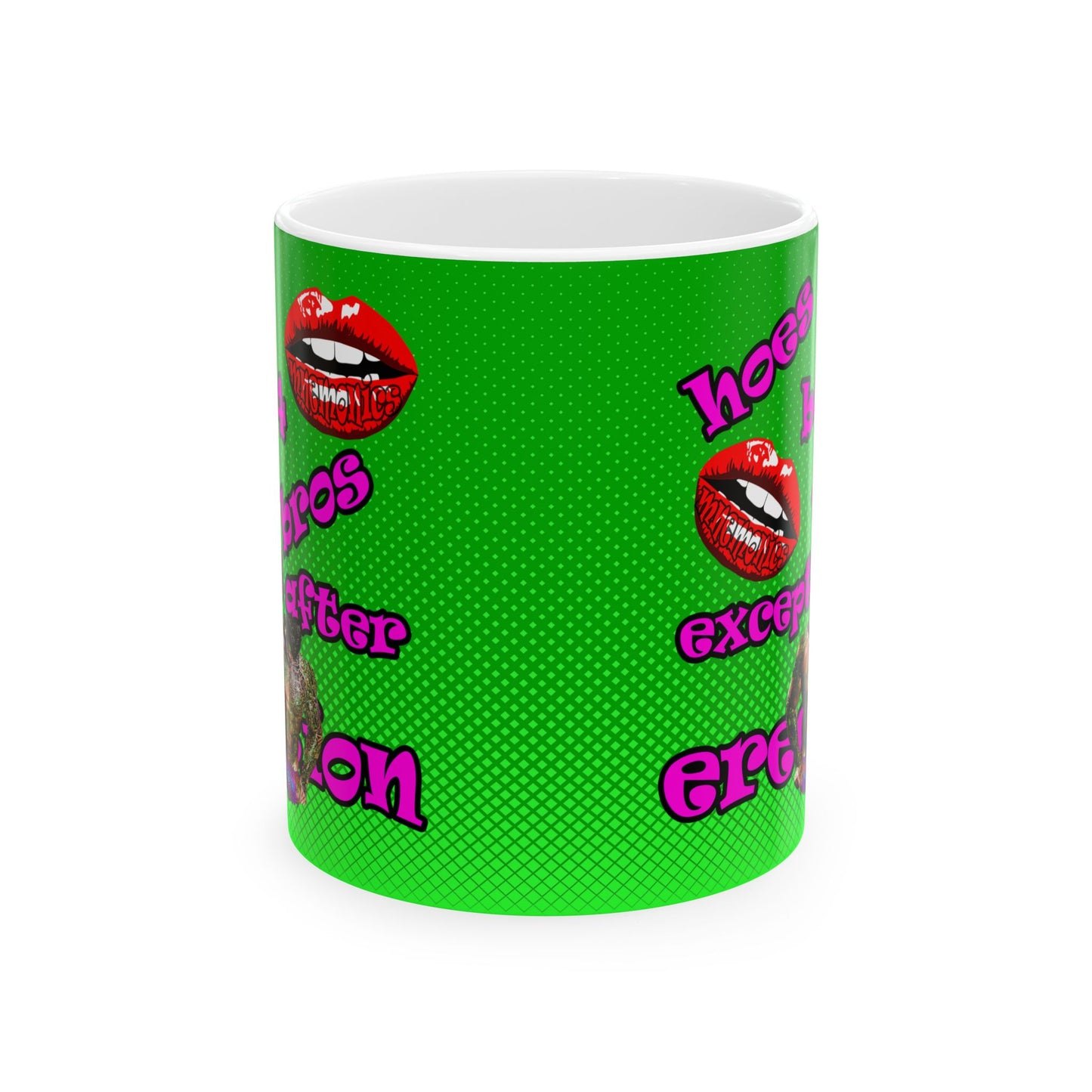 hoes b4 bros - White Mug (logo green)