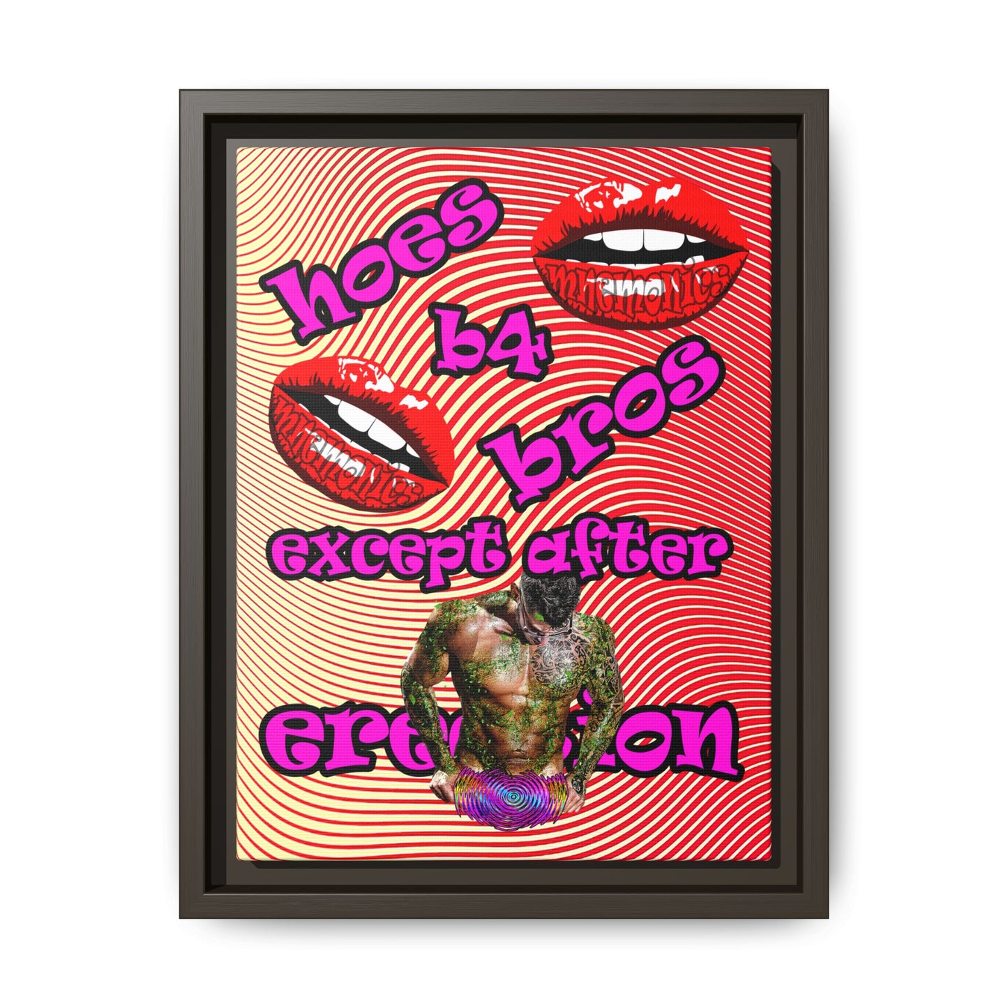 hoes b4 bros - framed canvas art (yellow-orange wave)