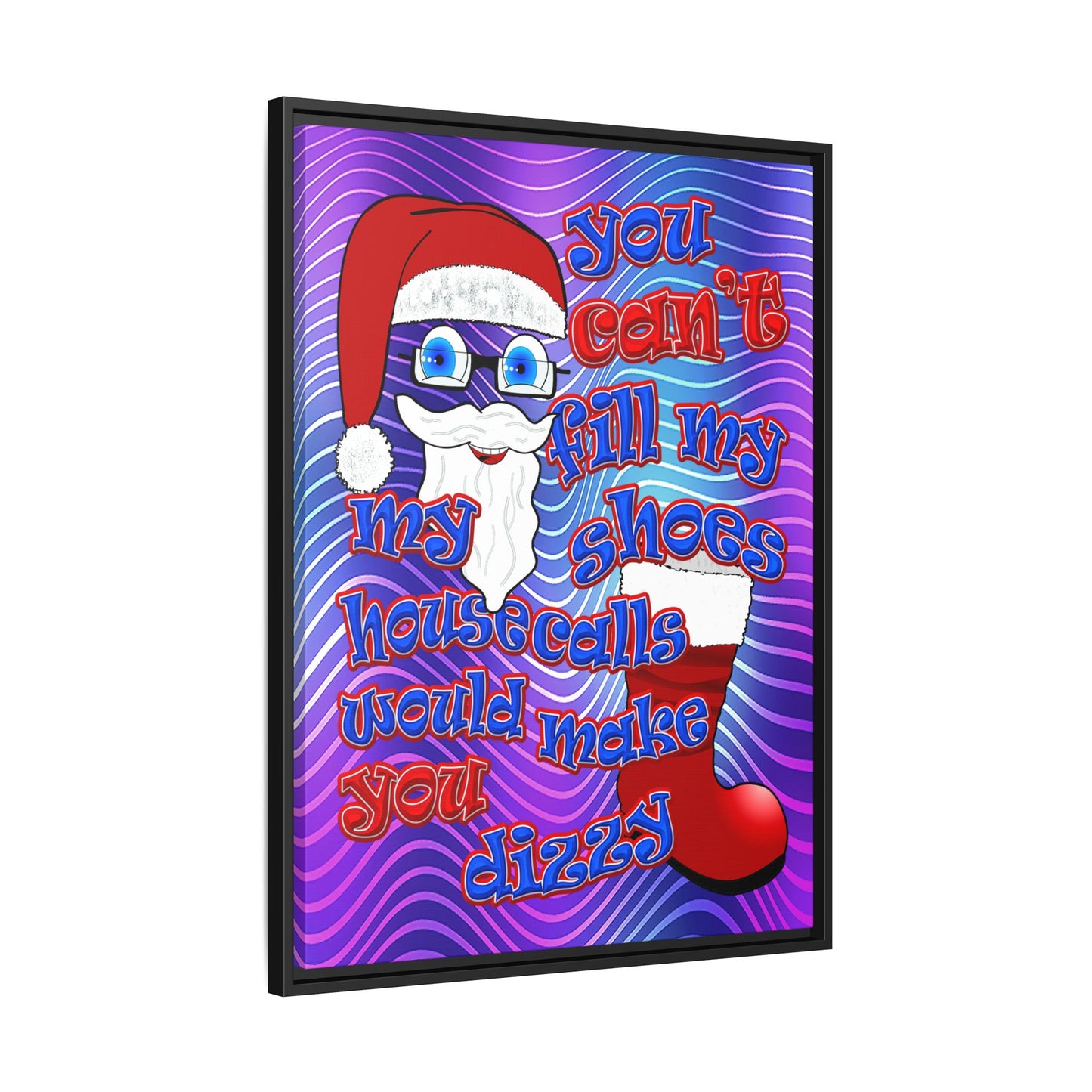 santa's shoes - framed canvas art (purple wave)