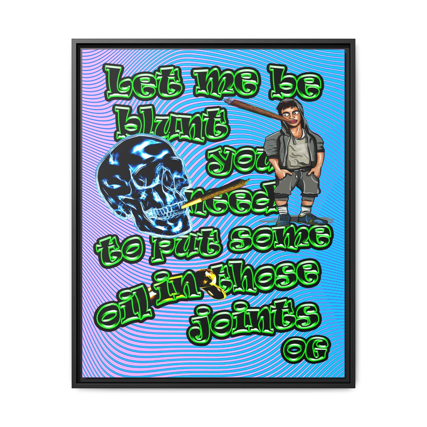 og - framed canvas art (light blue-purple wave)
