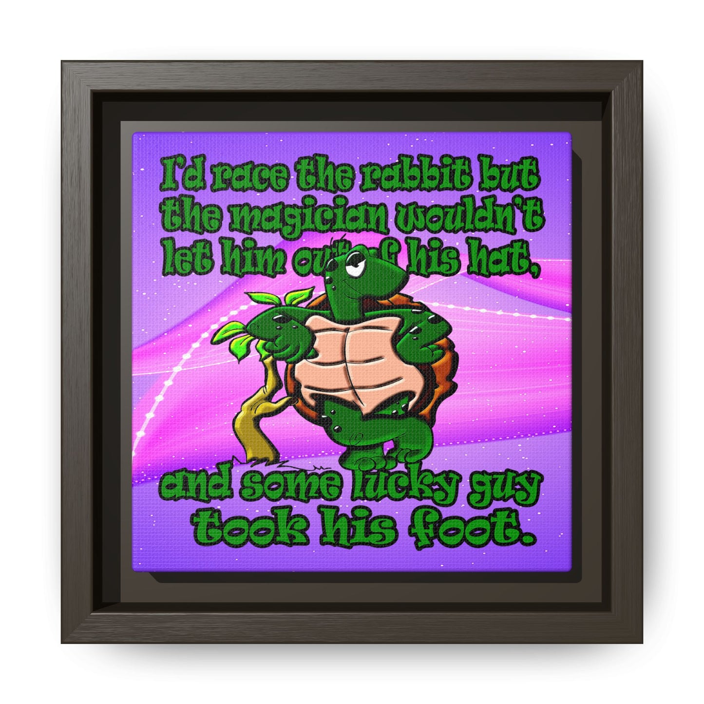 turtle race - framed canvas art (purple-pink wave)