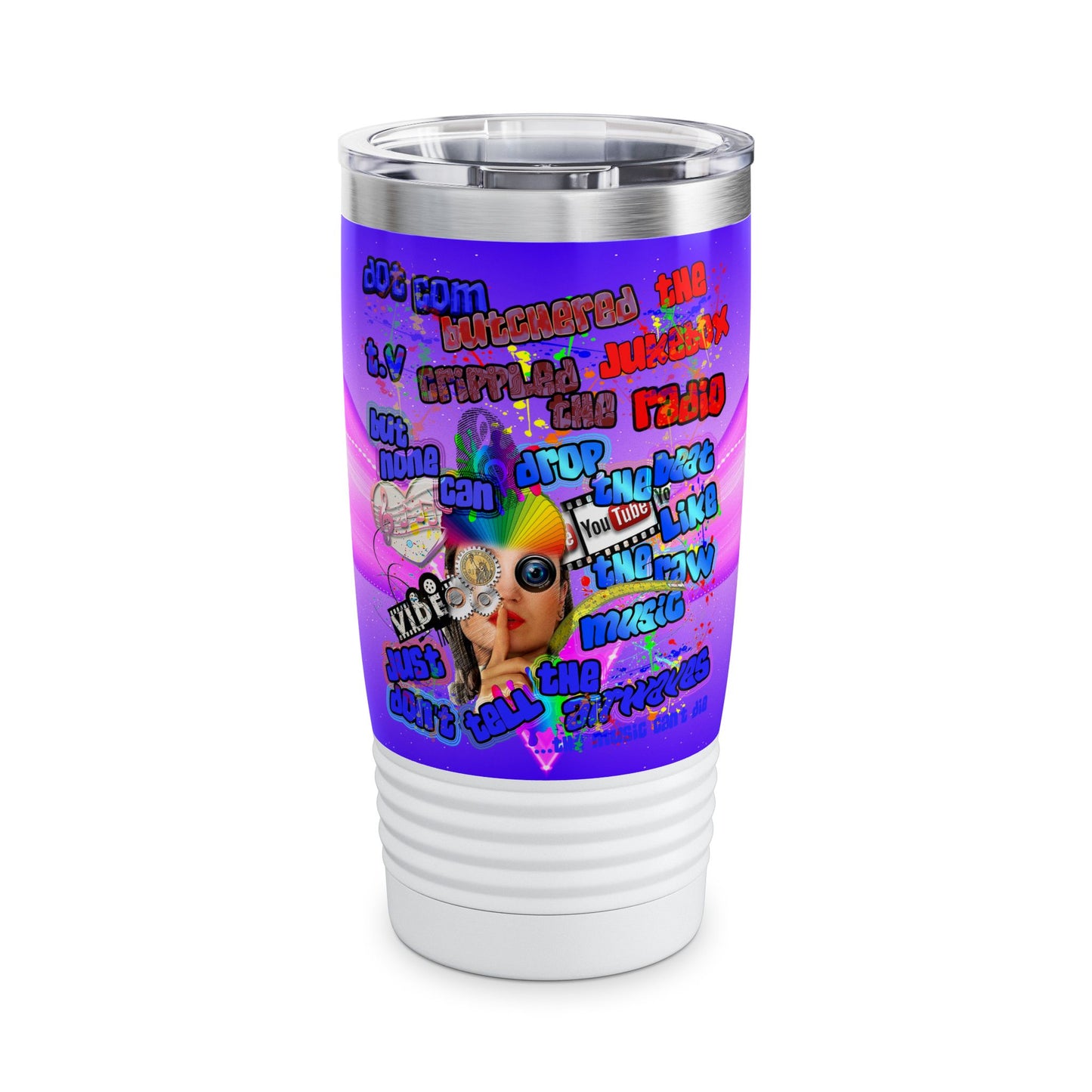 drop the beat - Ringneck Tumbler, 20oz  (purple-pink wave)