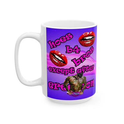 hoes b4 bros - White Mug (purple-pink wave)