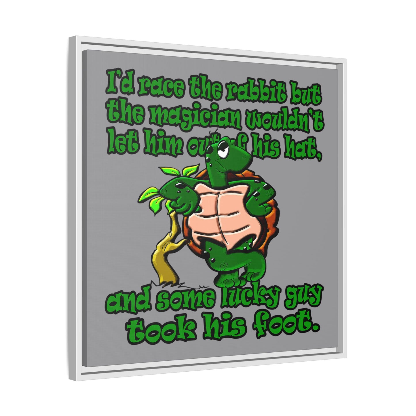 turtle race - framed canvas art (grey)