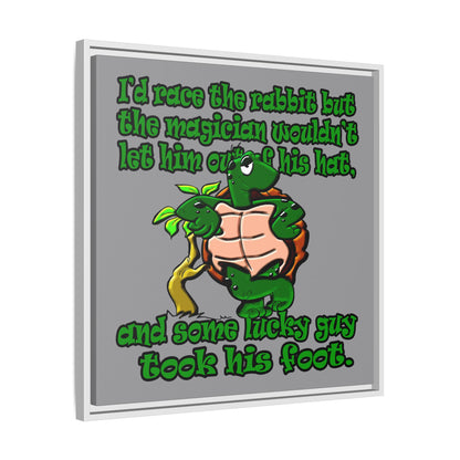 turtle race - framed canvas art (grey)