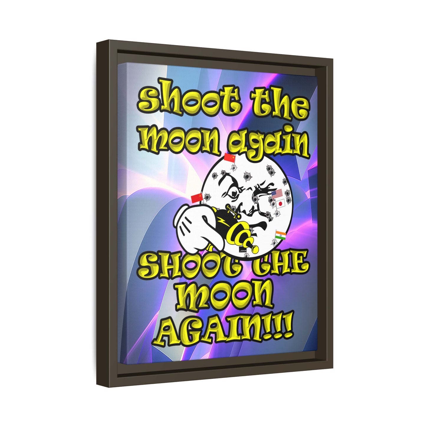 shoot the moon again - framed canvas art (grey-pink wave)