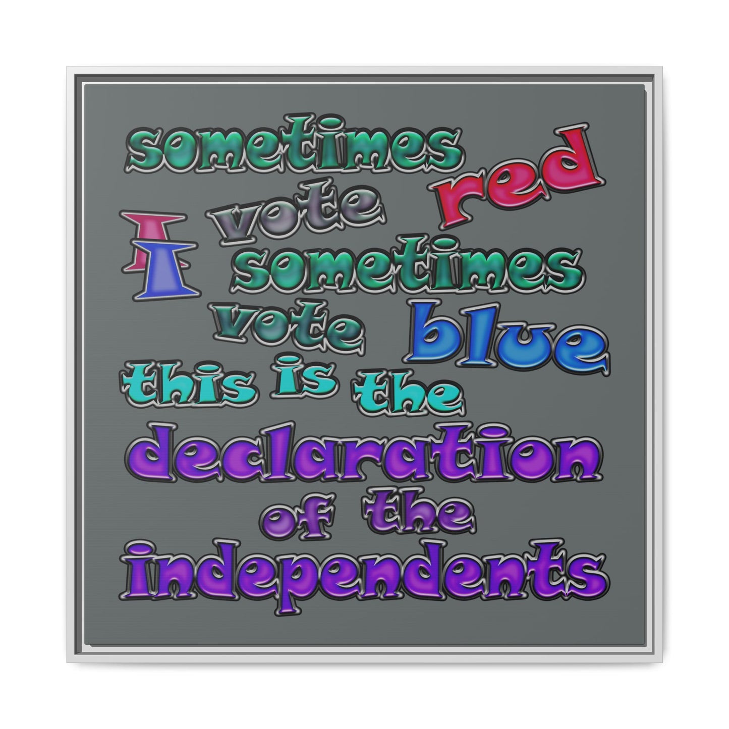 declaration of the independents - framed canvas art (dark grey)