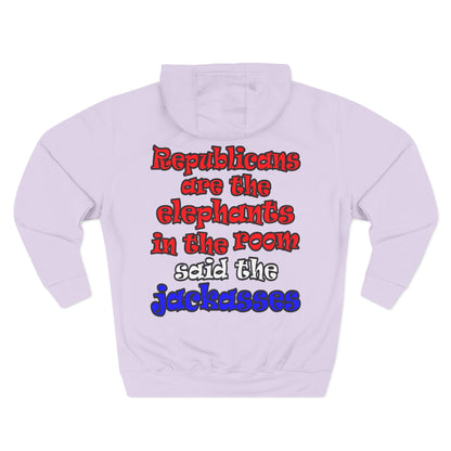 donkeys and elephants - Three-Panel Fleece Hoodie