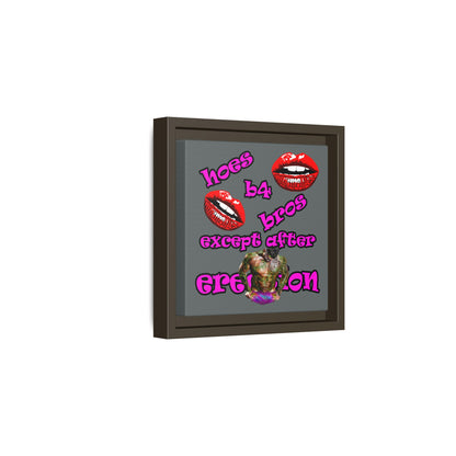 hoes b4 bros - framed canvas art (dark grey)