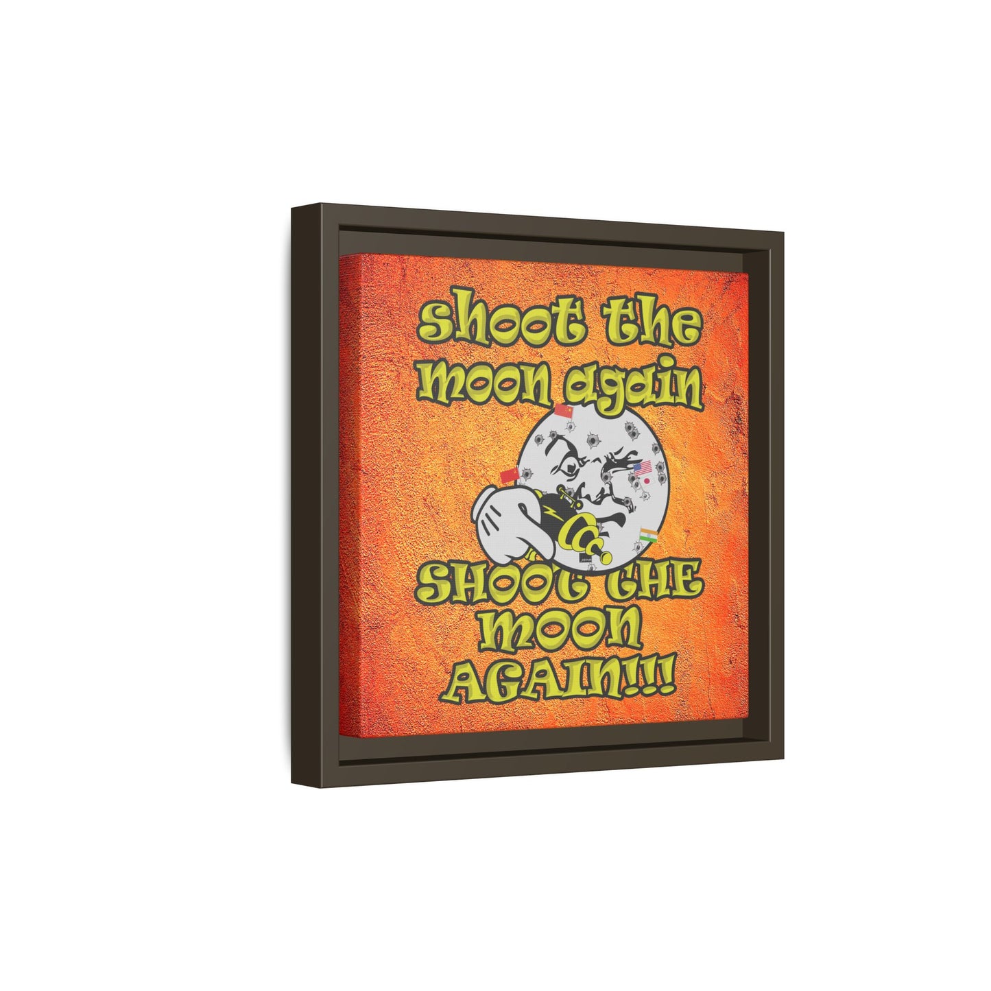 shoot the moon again - framed canvas art (burnt orange)