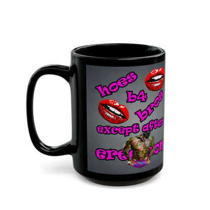 hoes b4 bros - Black Mug (grey-light grey)