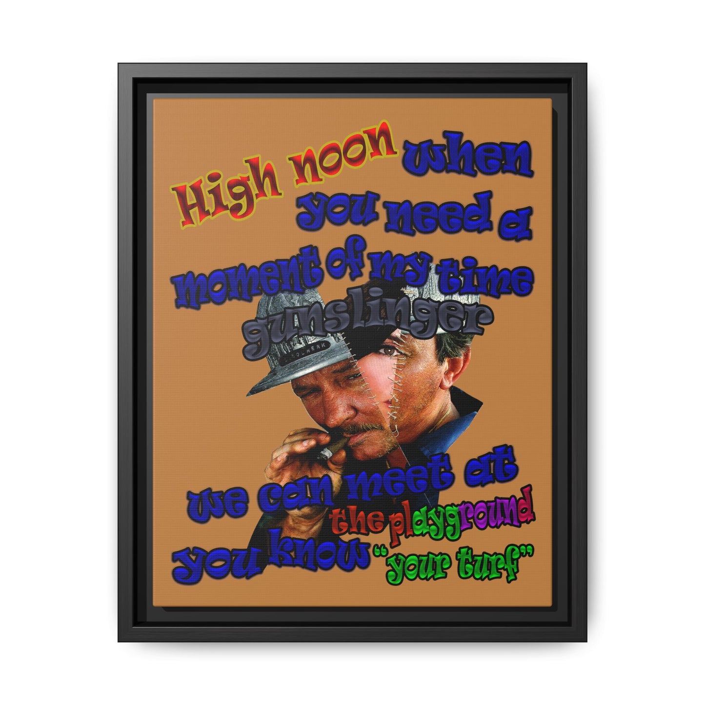 high noon - framed canvas art (light brown)