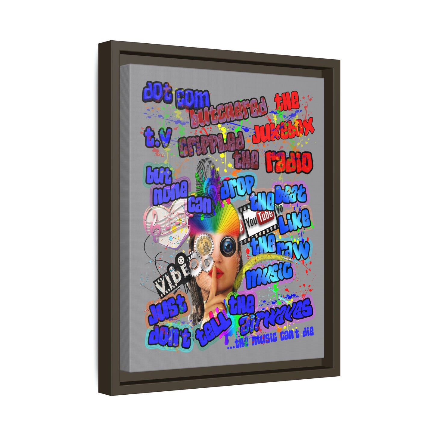 drop the beat - framed canvas art (grey)