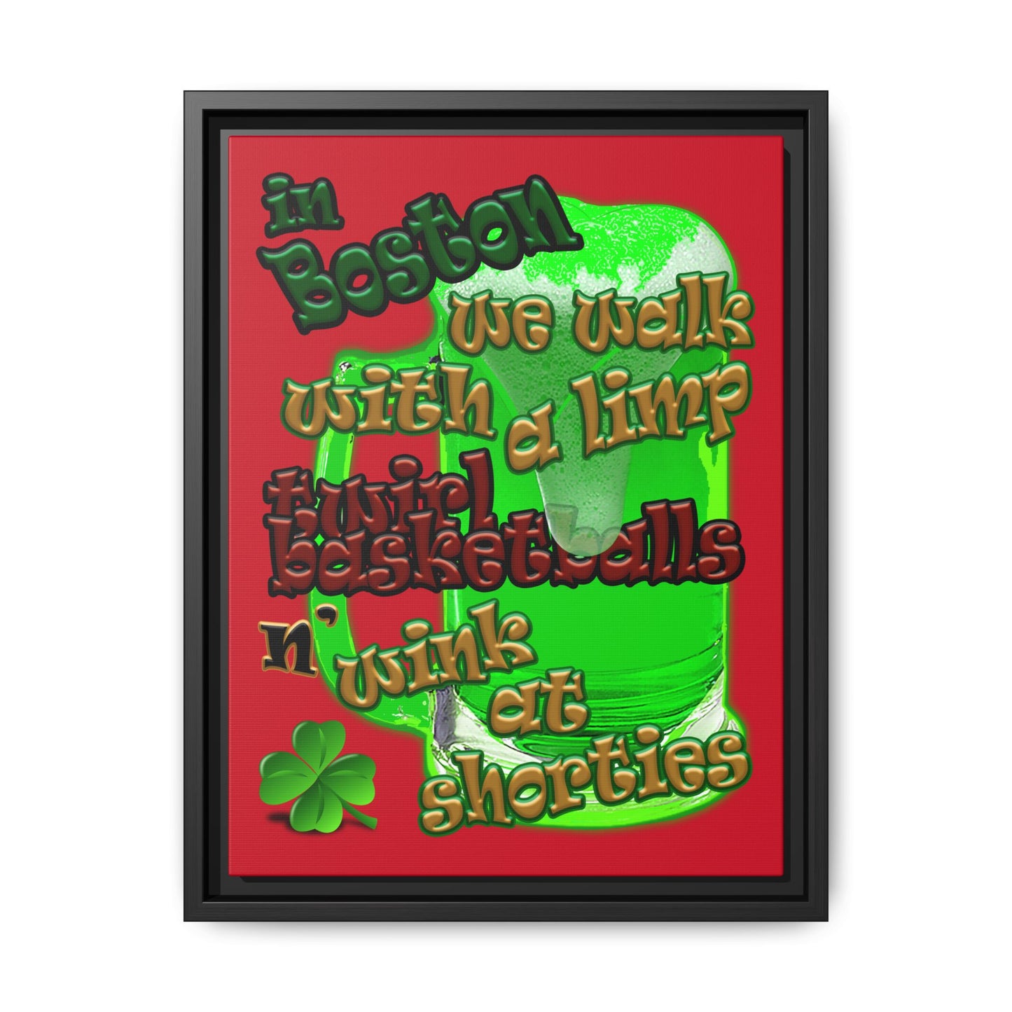 celtics logo - framed canvas art (dark red)