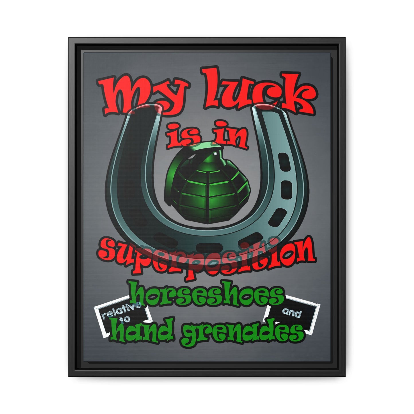my luck - framed canvas art (grey-light grey)