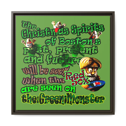 christmas spirits of boston - framed canvas art (green)
