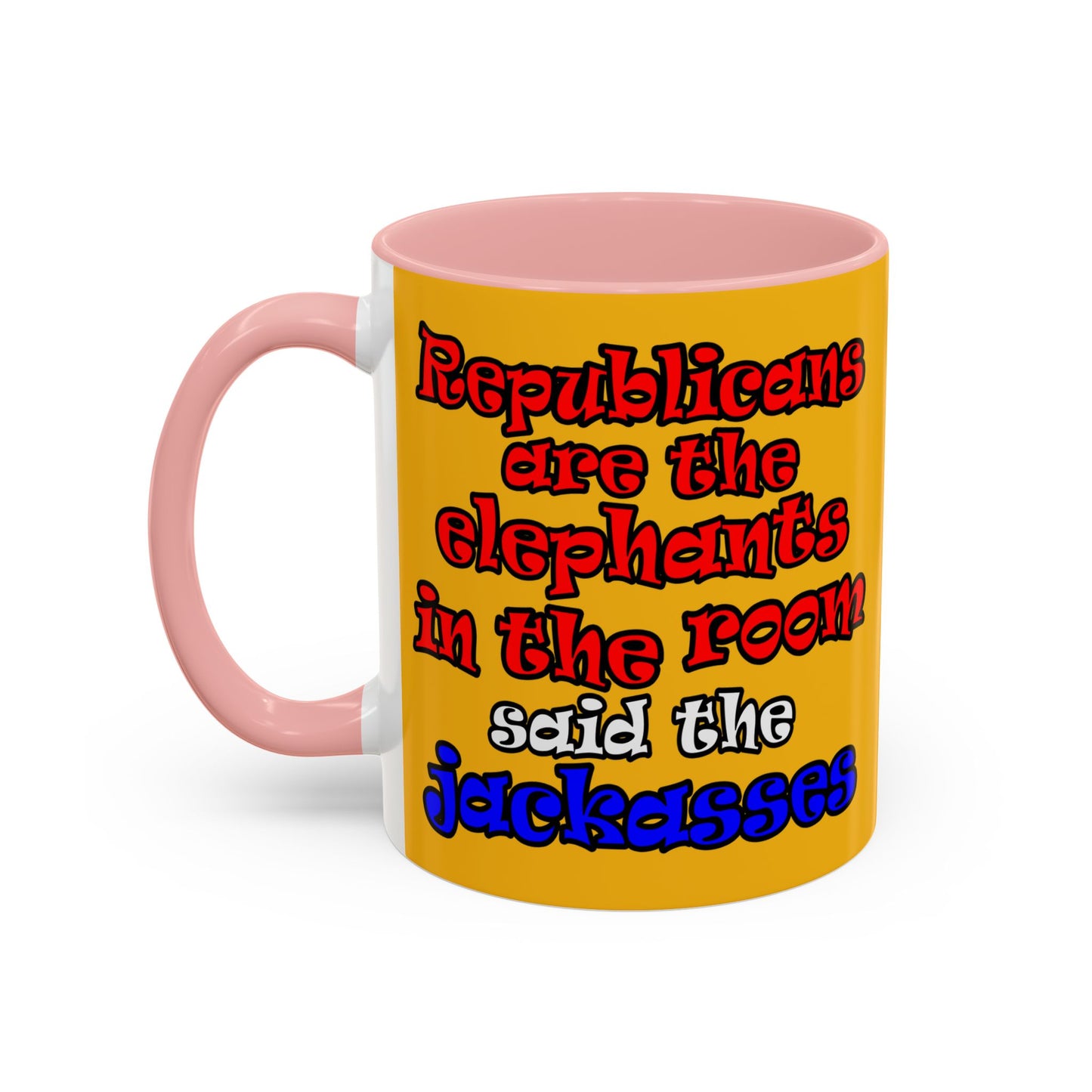 donkeys and elephants - Accent Mug (yellow)