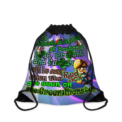 christmas spirits of boston - Drawstring Bag (grey-pink wave)