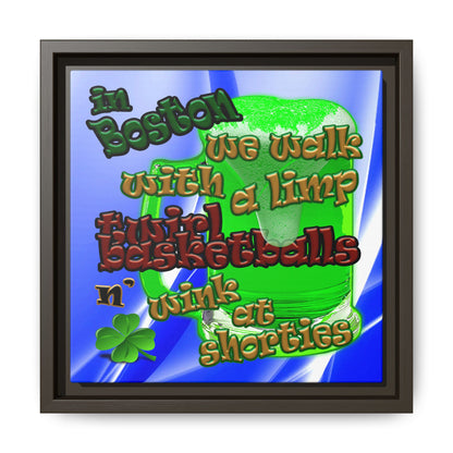 celtics logo - framed canvas art (blue-white wave)