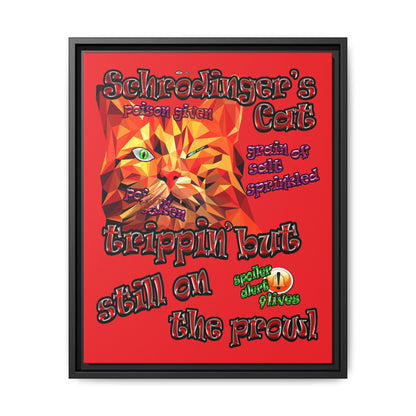 schrodinger's cat - framed canvas art (red)