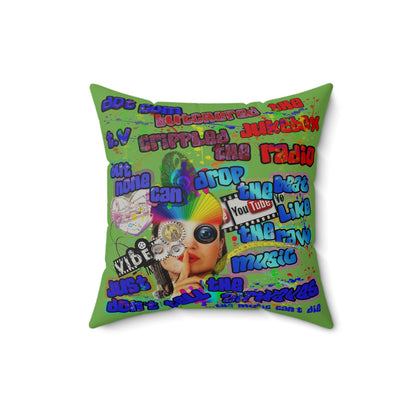 drop the beat - Faux Suede Square Pillow - (green)