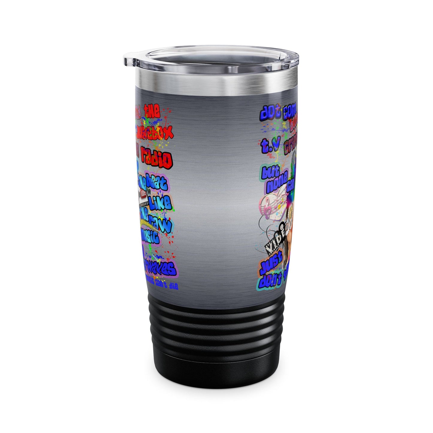drop the beat - Ringneck Tumbler, 20oz  (brushed nickel)