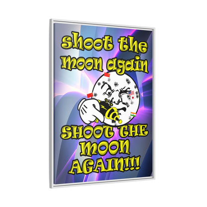 shoot the moon again - framed canvas art (grey-pink wave)