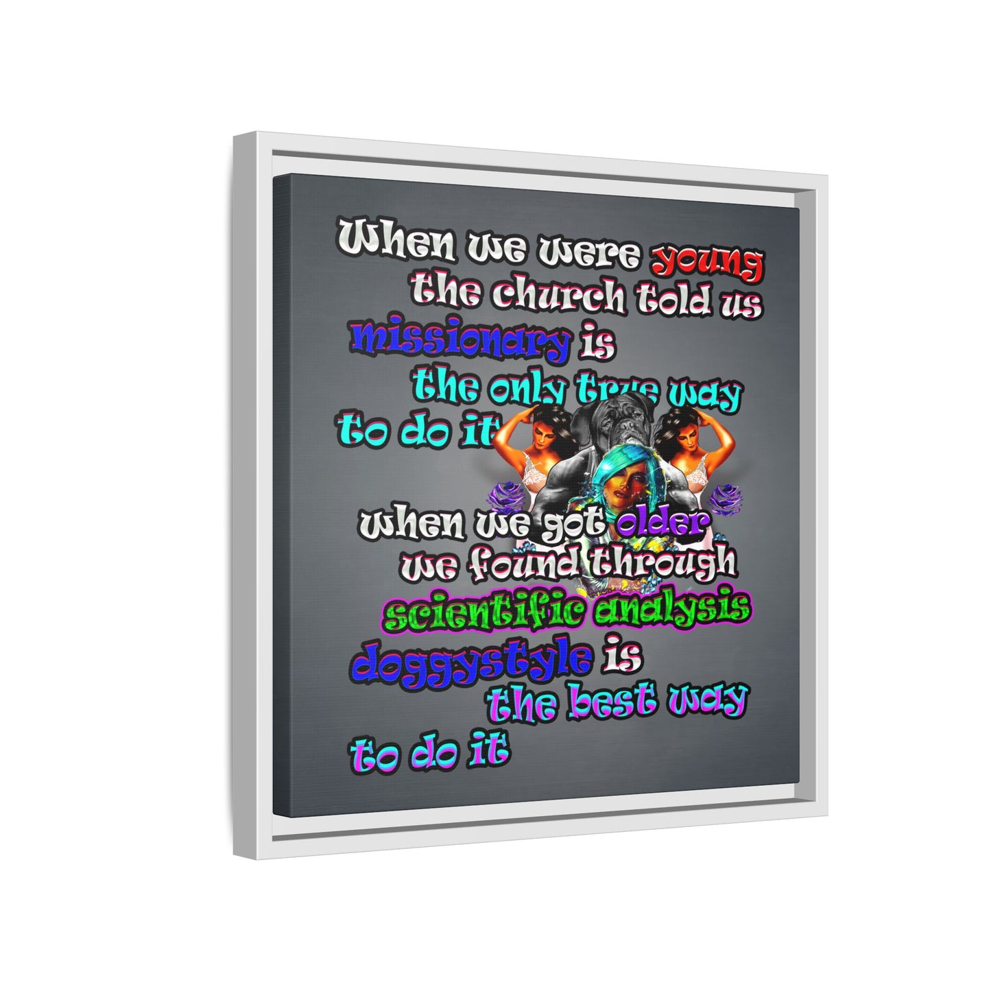 doggystyle - framed canvas art (grey-light grey)
