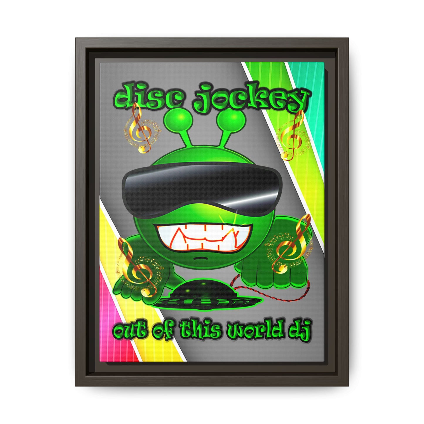 disc jockey - framed canvas art (rainbow split)