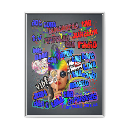drop the beat - framed canvas art (grey-light grey)