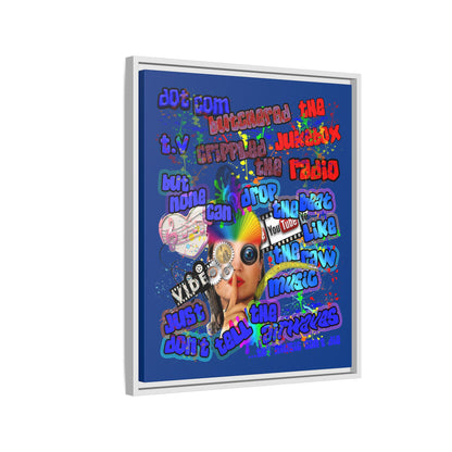 drop the beat - framed canvas art (dark blue)
