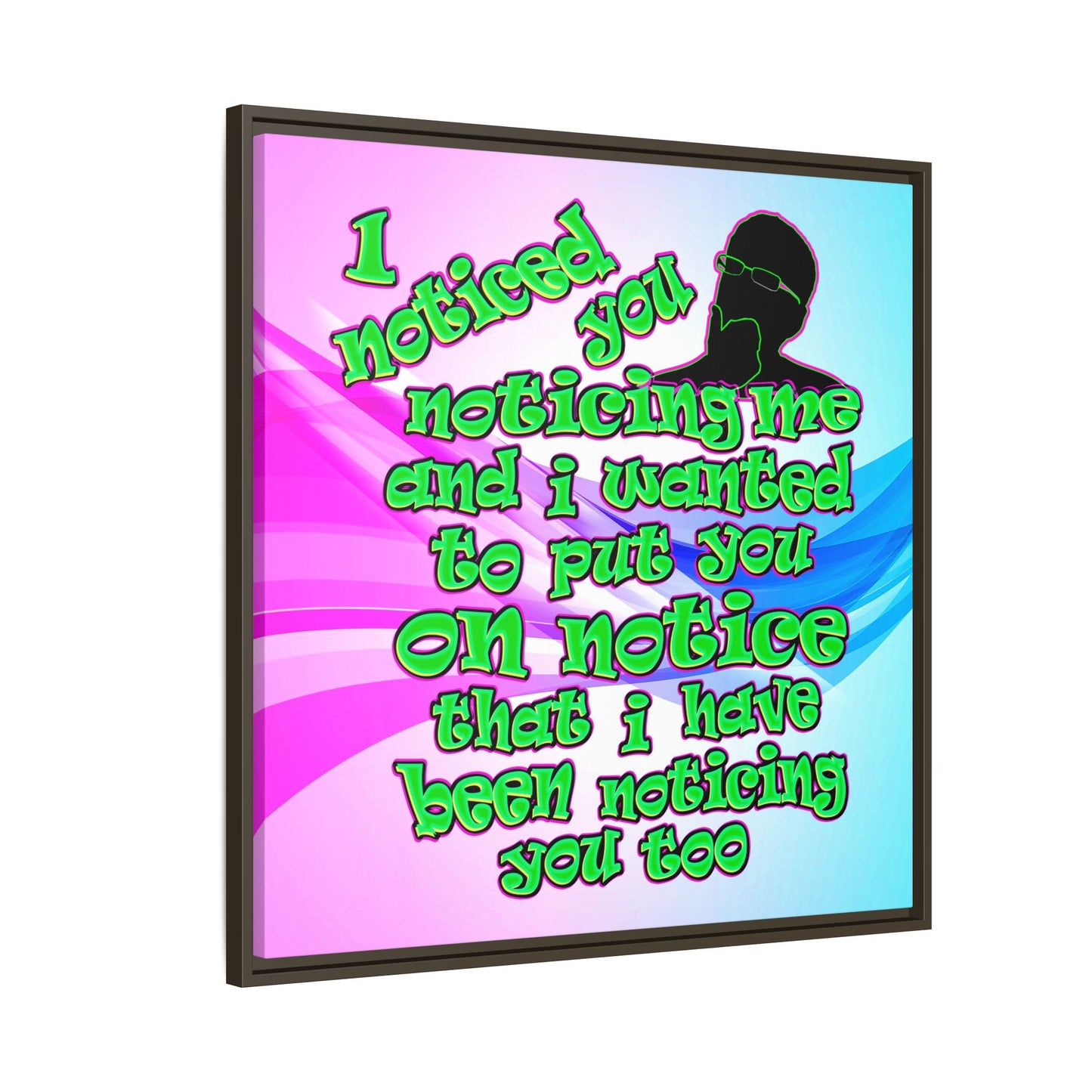 noticed you noticing - framed canvas art (light blue-pink wave)