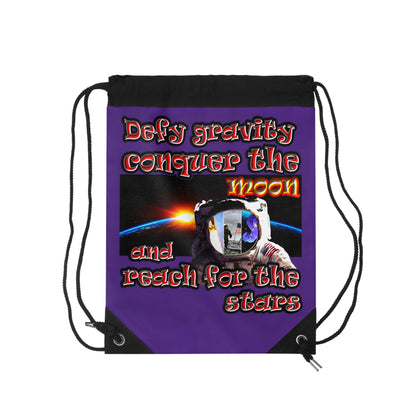 defy conquer reach - Drawstring Bag (purple)
