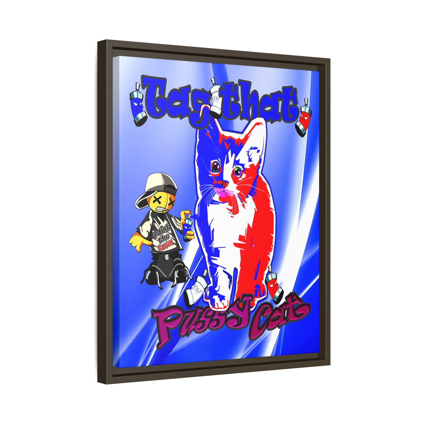 tag that - framed canvas art (blue-white wave)