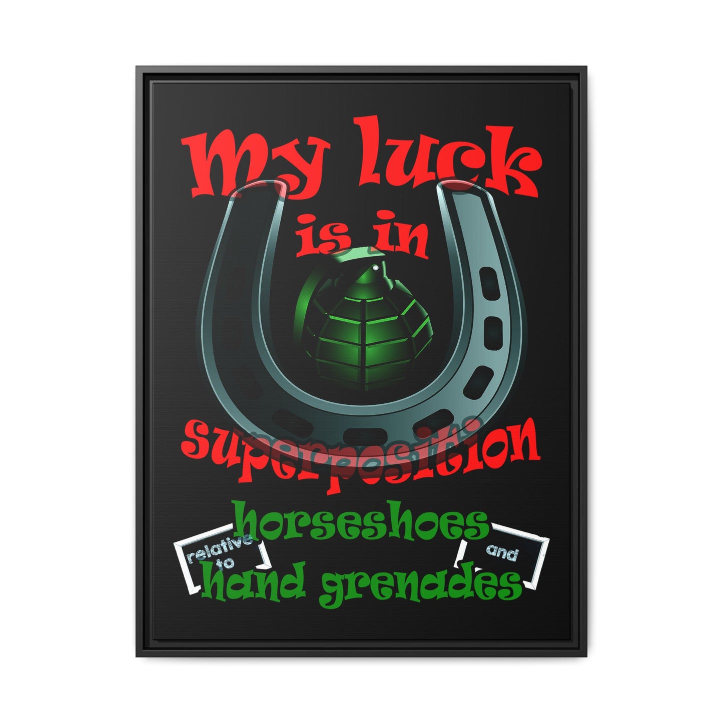 my luck - framed canvas art (black)