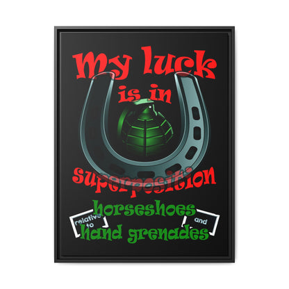 my luck - framed canvas art (black)