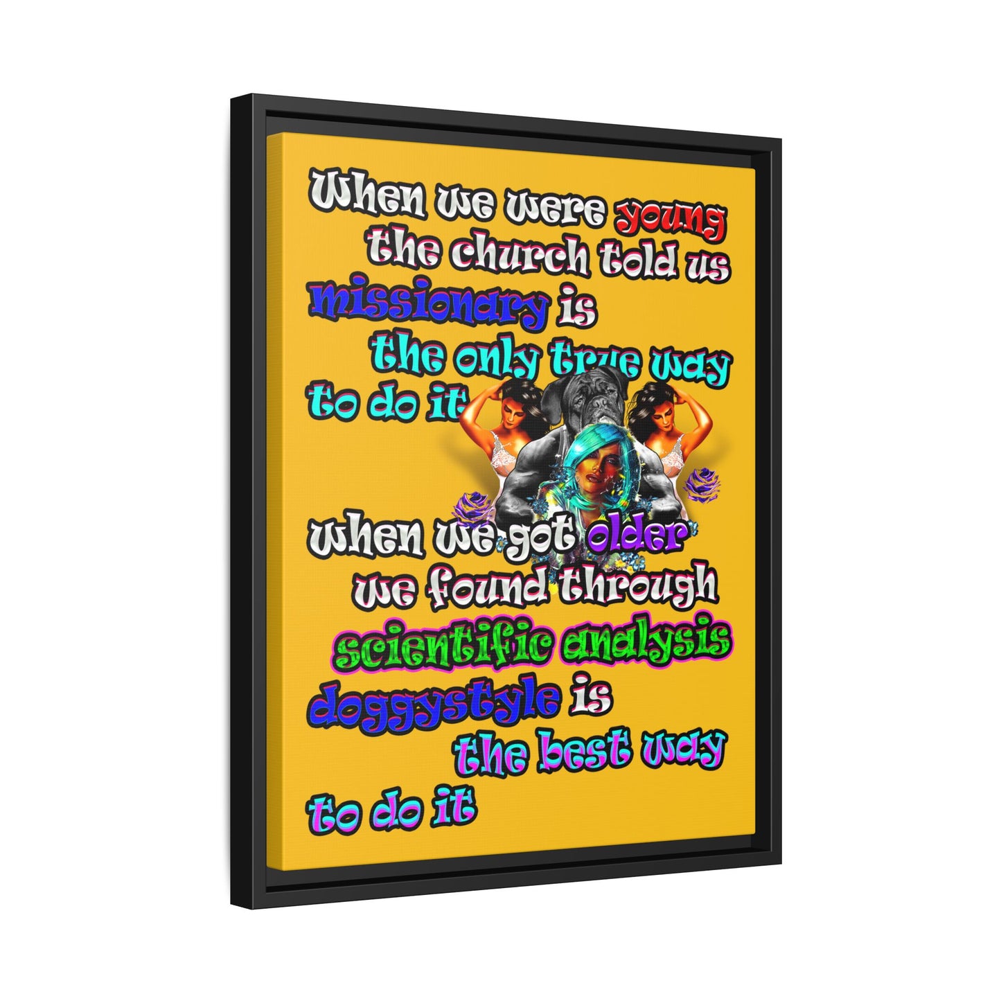 doggystyle - framed canvas art (yellow)