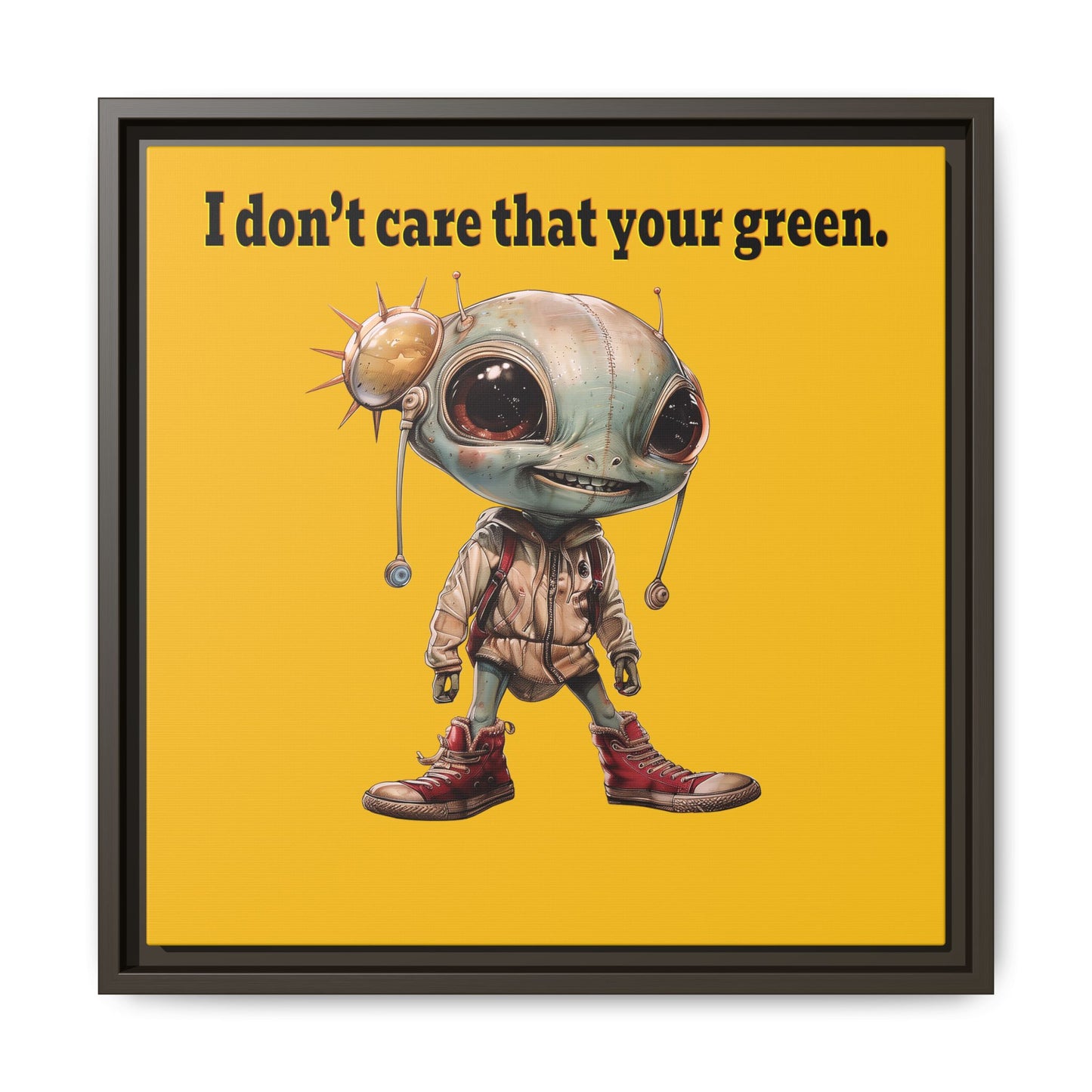 I don't care that your green - framed canvas art (yellow)